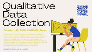 This image matters because it promotes a Qualitative Data Collection Zoom event on Feb 13, crucial for developing my research skills.